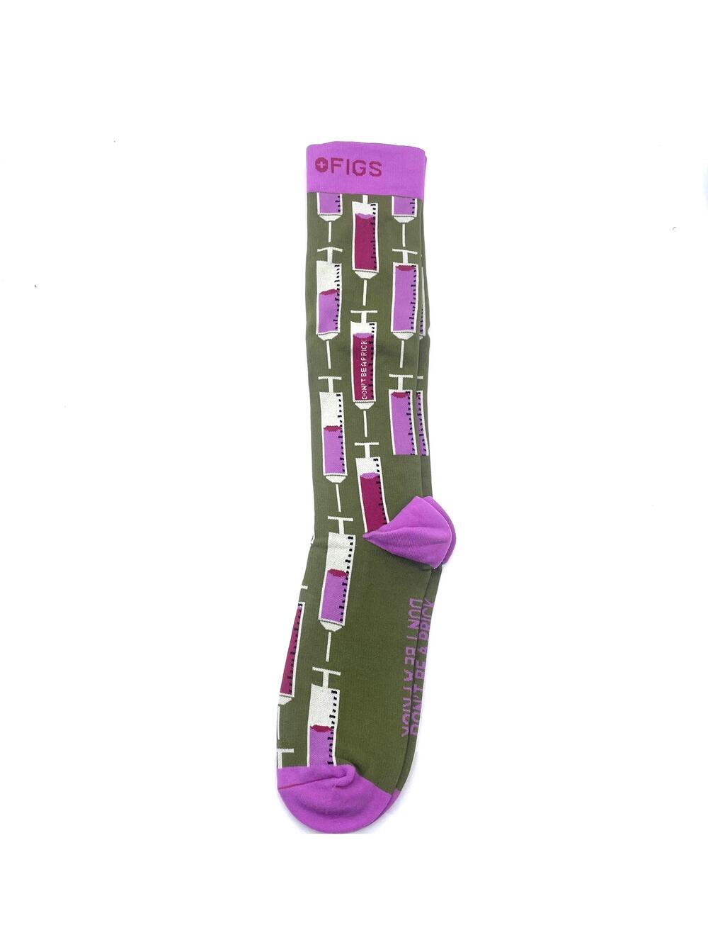 1 Pair FIGS Compression 'Injection' Green & Purple Socks Size L